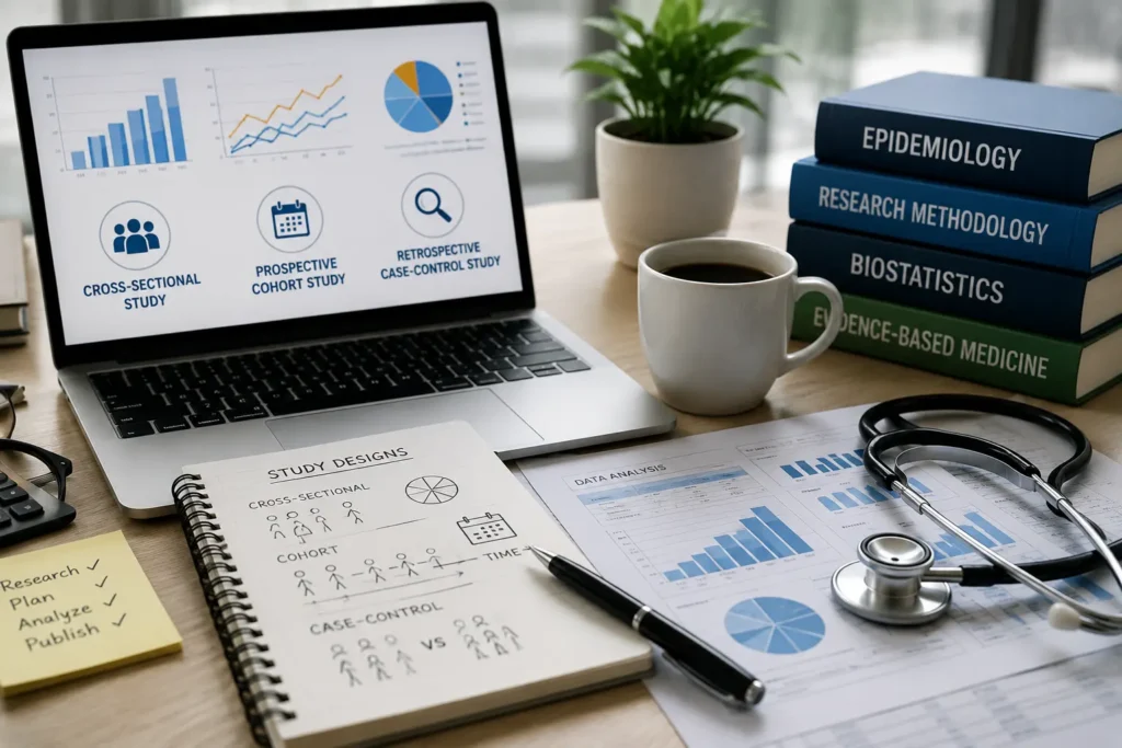 Systematic review in research comparing cross-sectional cohort and case-control study designs